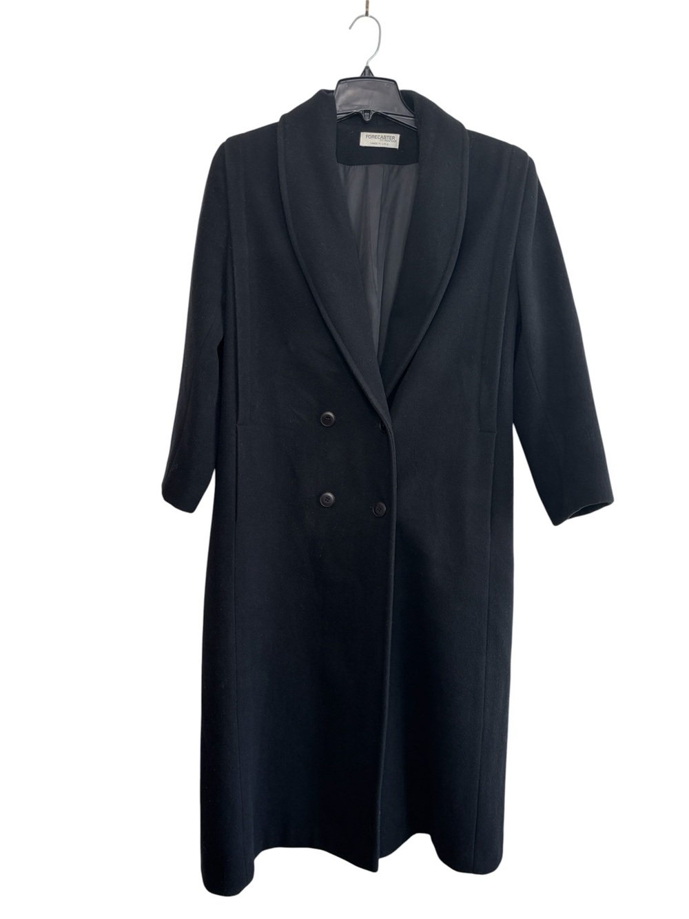 VTG Forecast Boston Overcoat Womens Sz 12 Black Wool Long Coat Union Made In USA